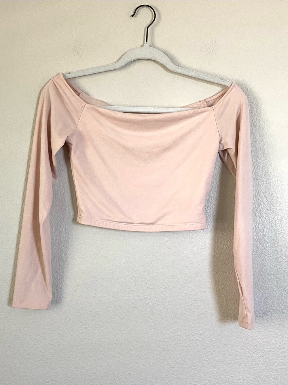wild fable Blush Pink Off-the-Shoulder Long Sleeve Crop Top